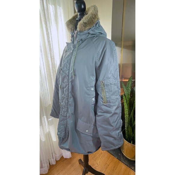 Vintage 1970s Sears Men's parka, grey hooded sportswear winter jacket, XL - Picture 2 of 10